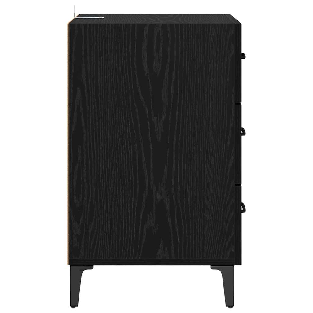 Bedside Cabinet Black Oak 40 x 40.5 x 66 cm Engineered Wood