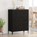 Sideboard Black Oak 69.5 x 34 x 90 cm Engineered Wood and Iron
