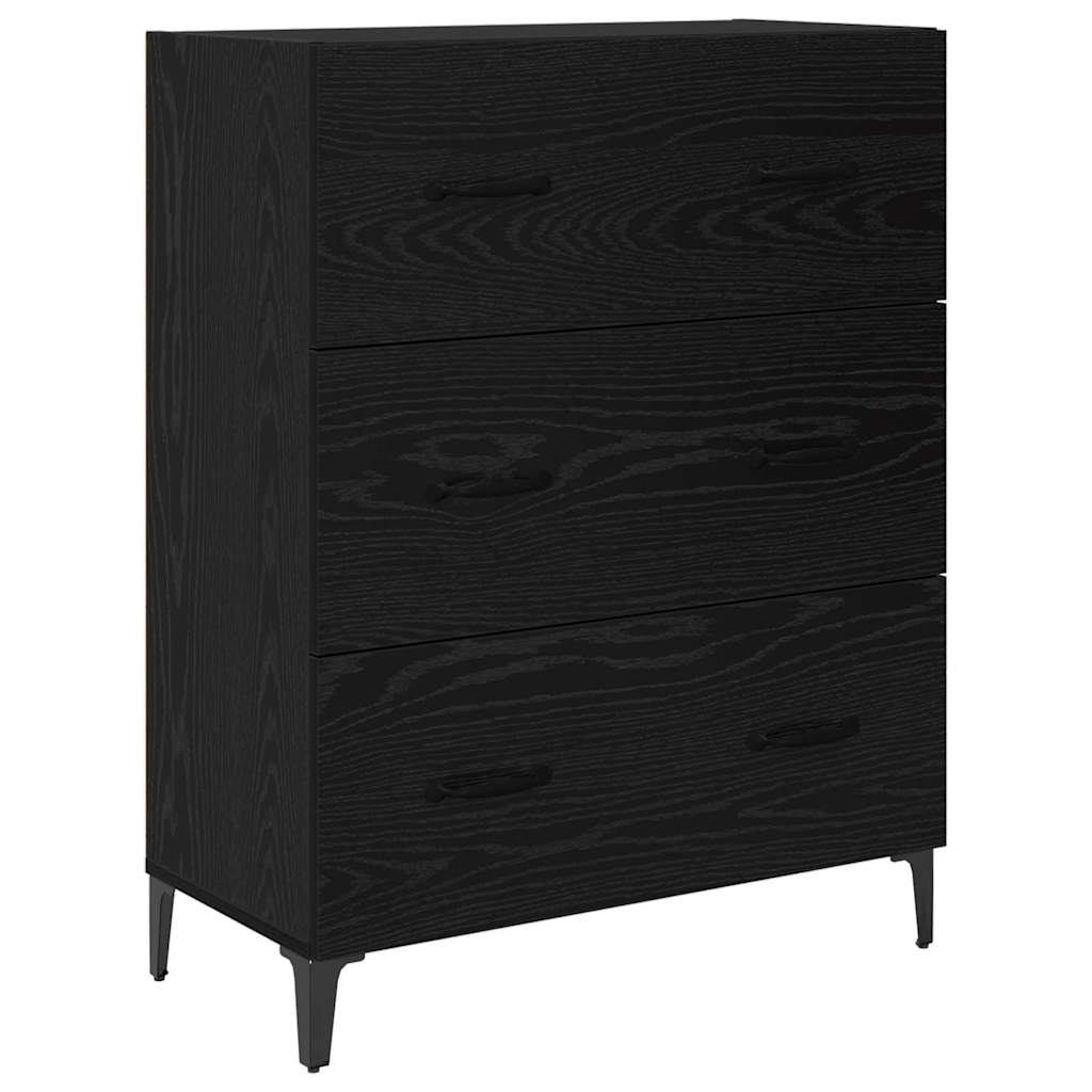 Sideboard Black Oak 69.5 x 34 x 90 cm Engineered Wood and Iron
