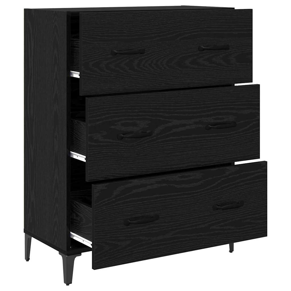 Sideboard Black Oak 69.5 x 34 x 90 cm Engineered Wood and Iron