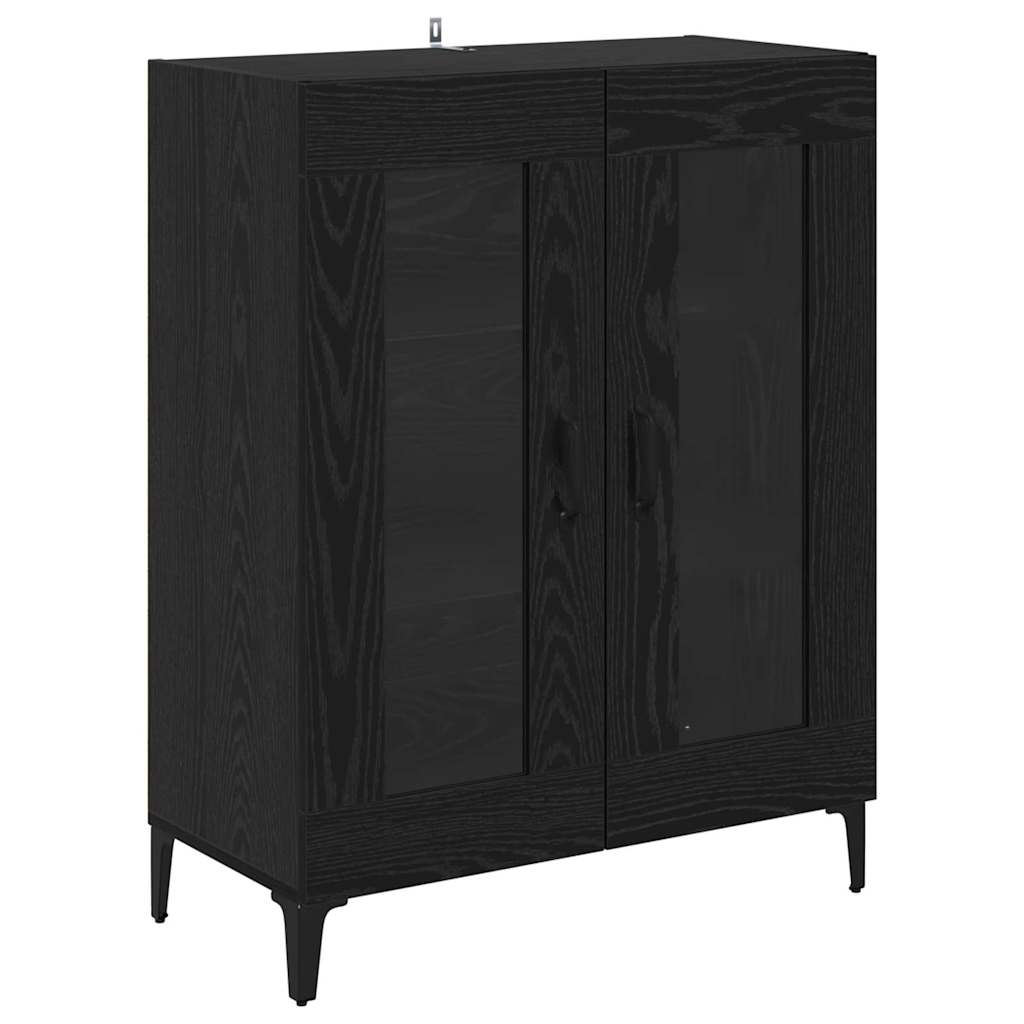 Sideboard Black Oak 69.5 x 34 x 90 cm Engineered Wood and Iron
