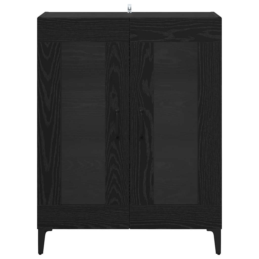 Sideboard Black Oak 69.5 x 34 x 90 cm Engineered Wood and Iron