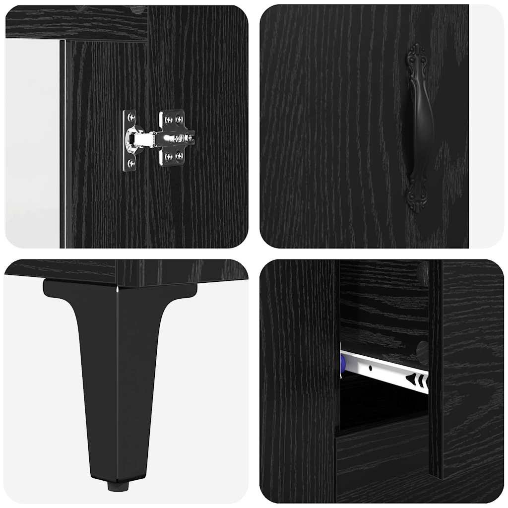 Sideboard Black Oak 69.5 x 34 x 90 cm Engineered Wood and Iron