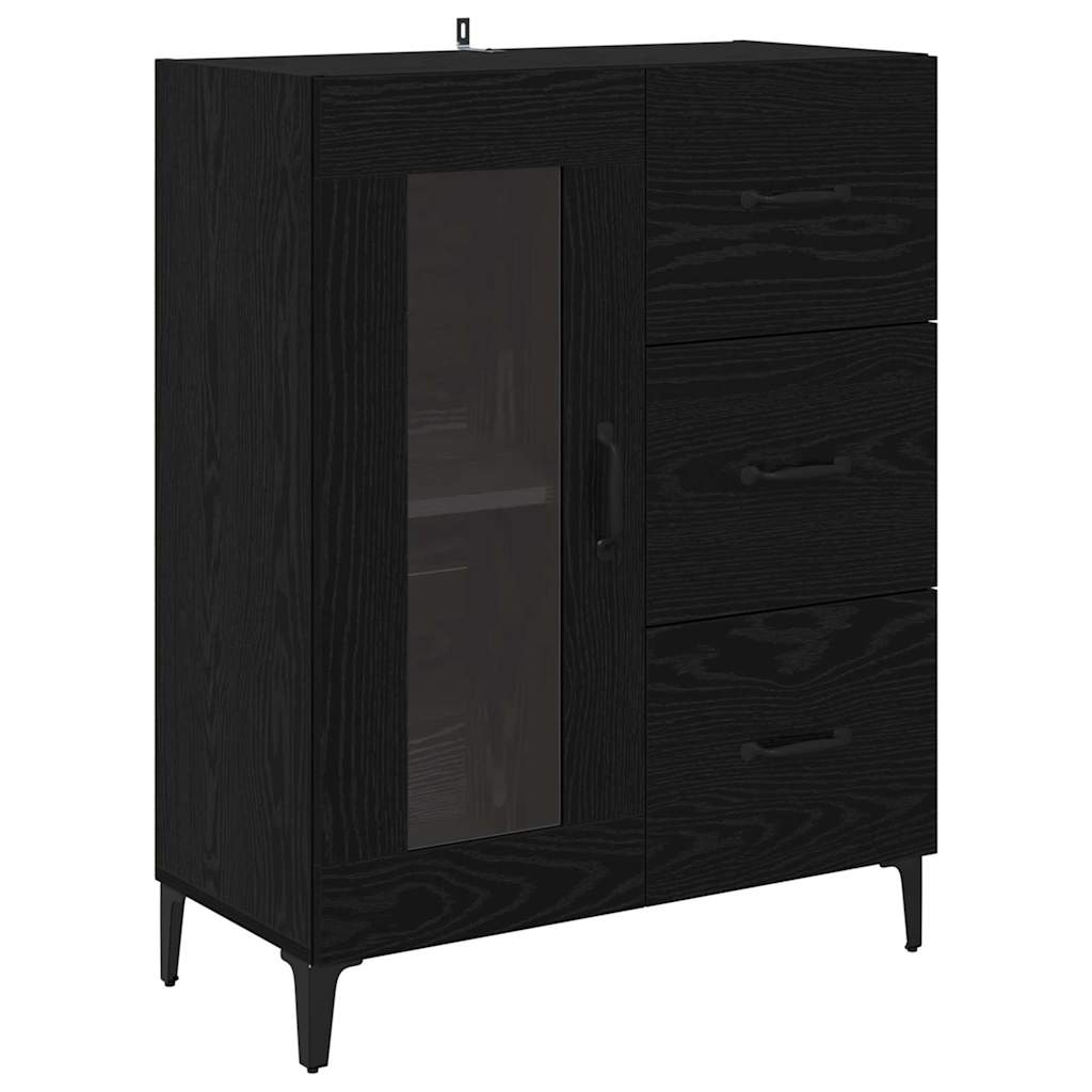 Sideboard Black Oak 69.5 x 34 x 90 cm Engineered Wood and Iron