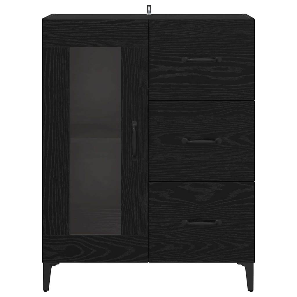 Sideboard Black Oak 69.5 x 34 x 90 cm Engineered Wood and Iron