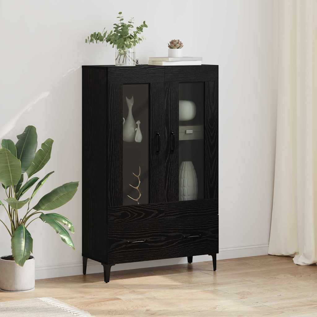 Highboard Black Oak 70 x 31 x 115 cm Engineered Wood and Iron