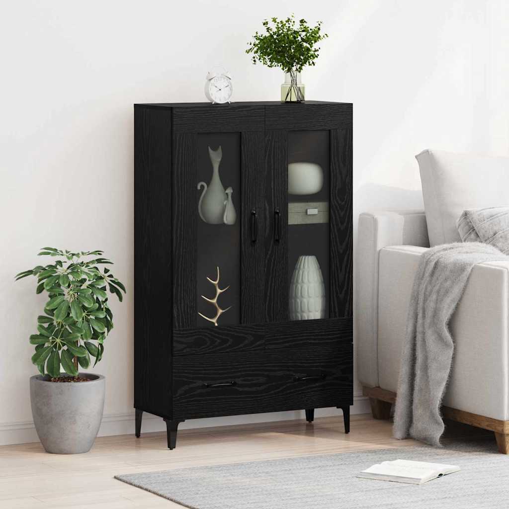 Highboard Black Oak 70 x 31 x 115 cm Engineered Wood and Iron