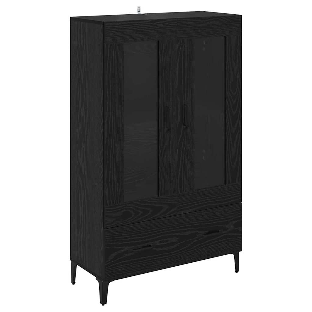 Highboard Black Oak 70 x 31 x 115 cm Engineered Wood and Iron