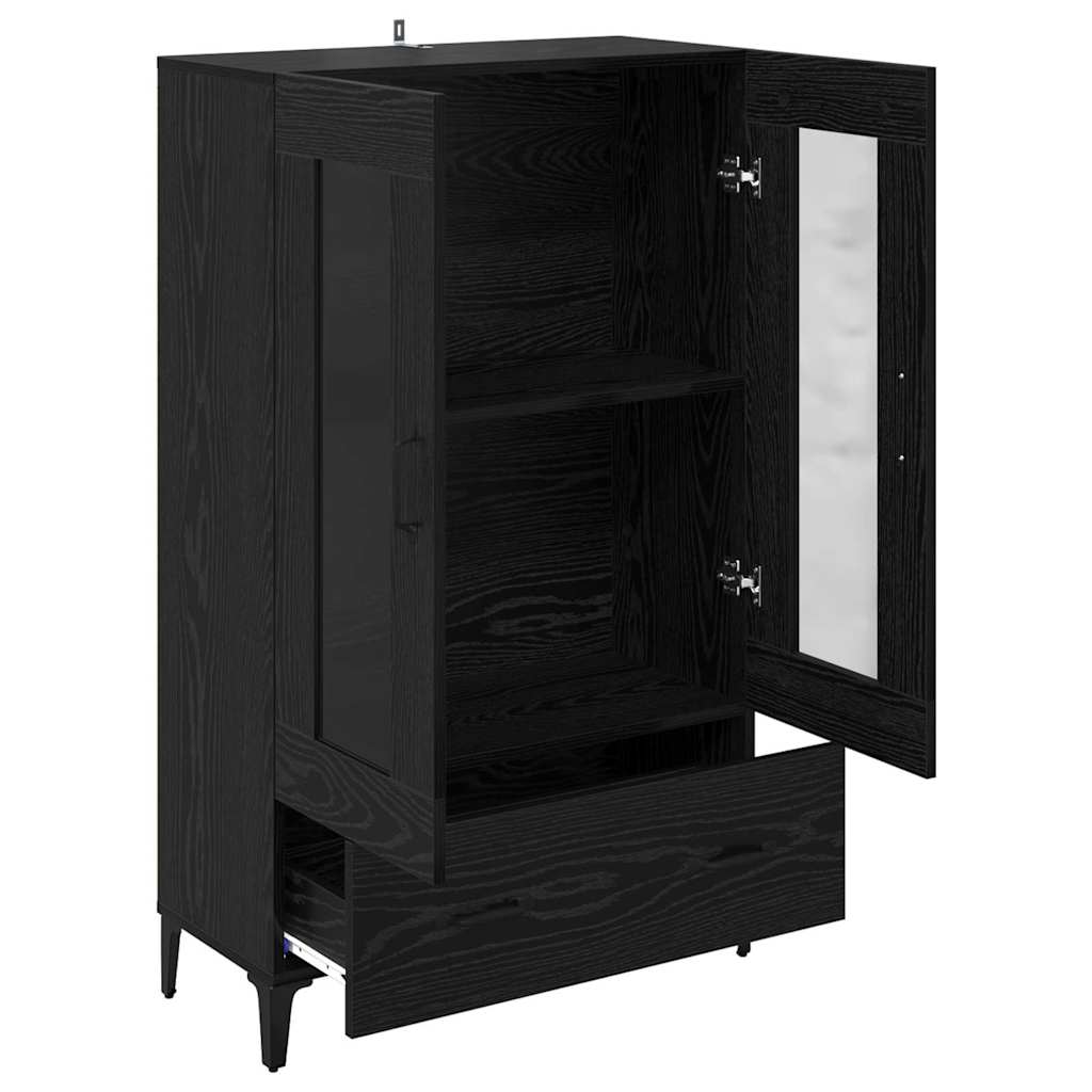 Highboard Black Oak 70 x 31 x 115 cm Engineered Wood and Iron