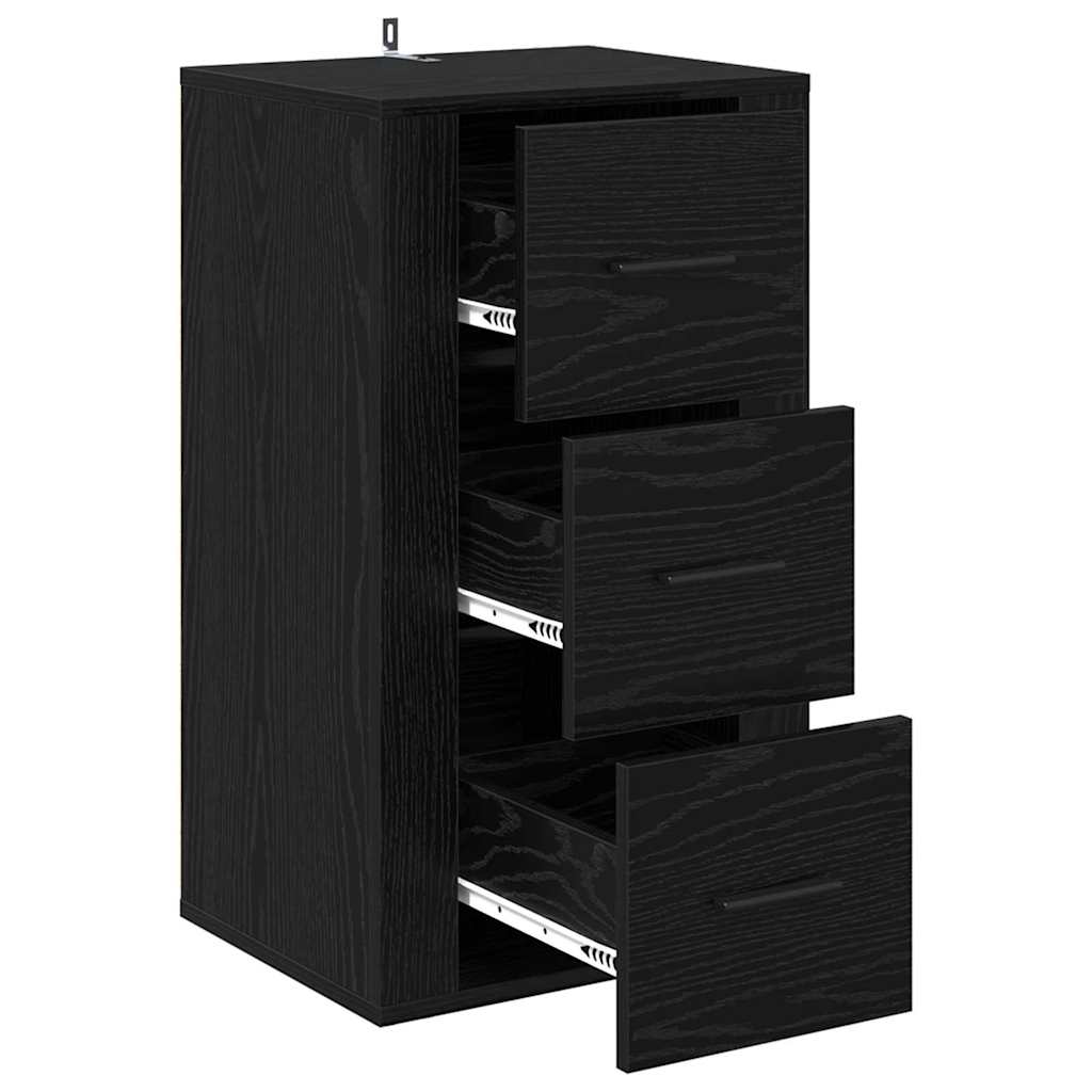 Sideboard with Drawer Black Oak 40 x 33 x 70 cm Engineered wood