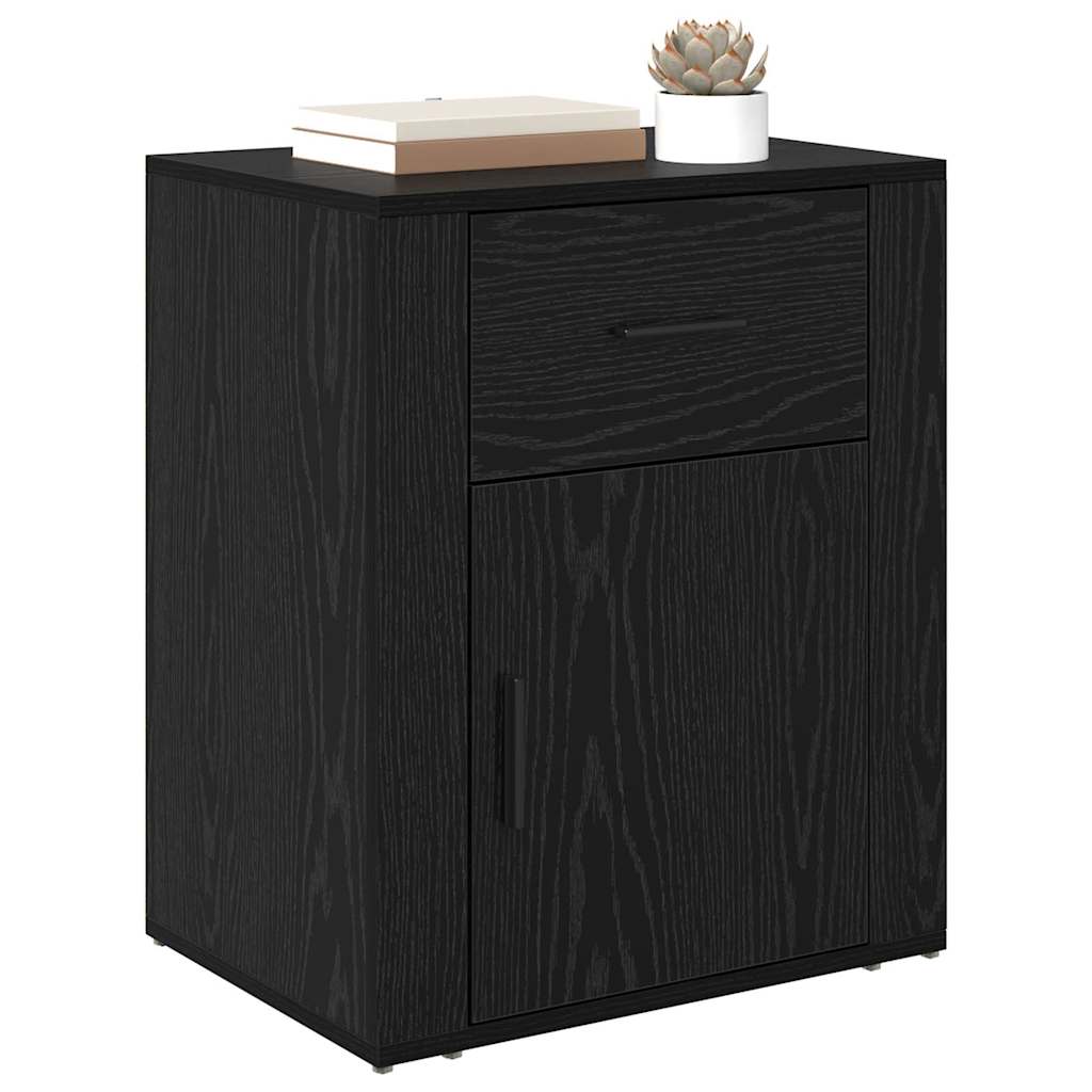 Bedside Cabinet Black Oak 35 x 50 x 60 cm Engineered Wood