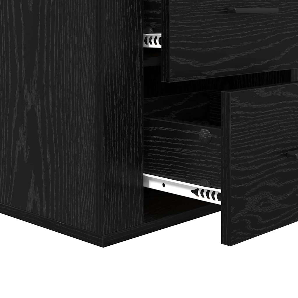 Bedside Cabinet Black Oak 35 x 50 x 60 cm Engineered Wood