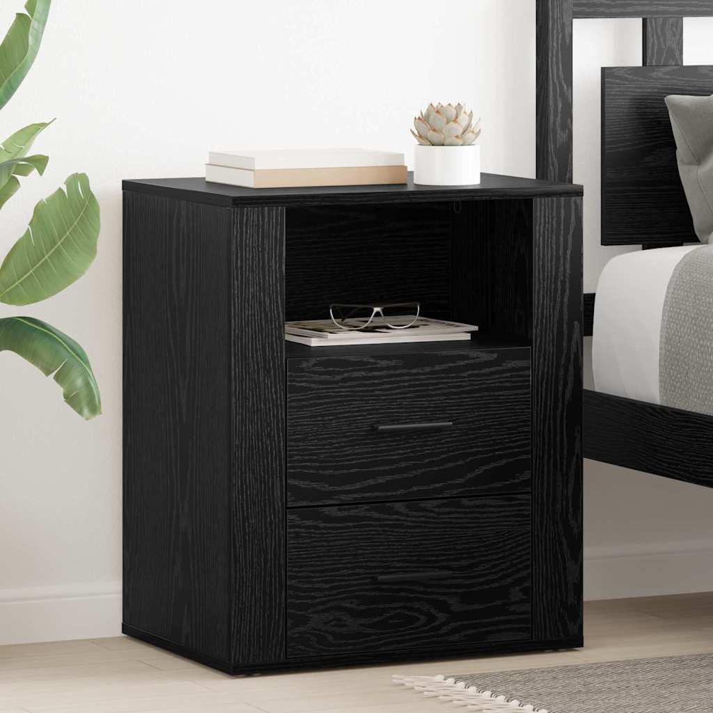 Bedside Cabinet Black Oak 35 x 50 x 60 cm Engineered Wood
