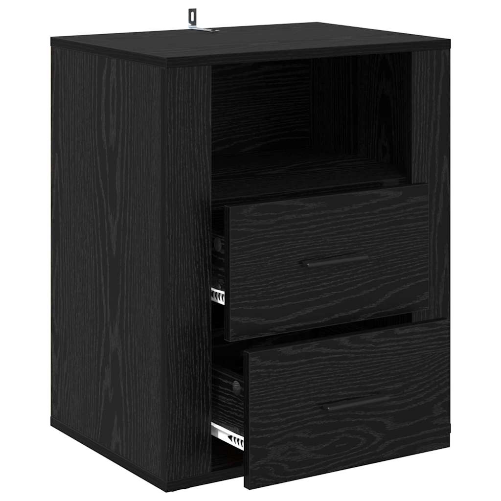 Bedside Cabinet Black Oak 35 x 50 x 60 cm Engineered Wood