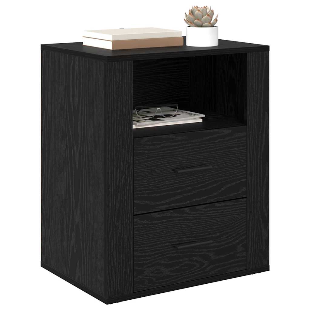 Bedside Cabinet Black Oak 35 x 50 x 60 cm Engineered Wood