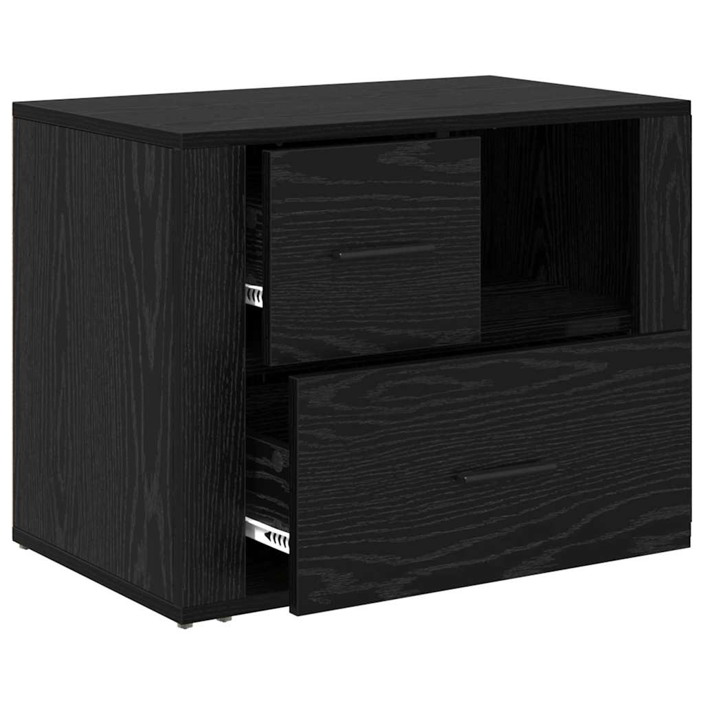 Bedside Cabinet Black Oak 35 x 60 x 50 cm Engineered Wood