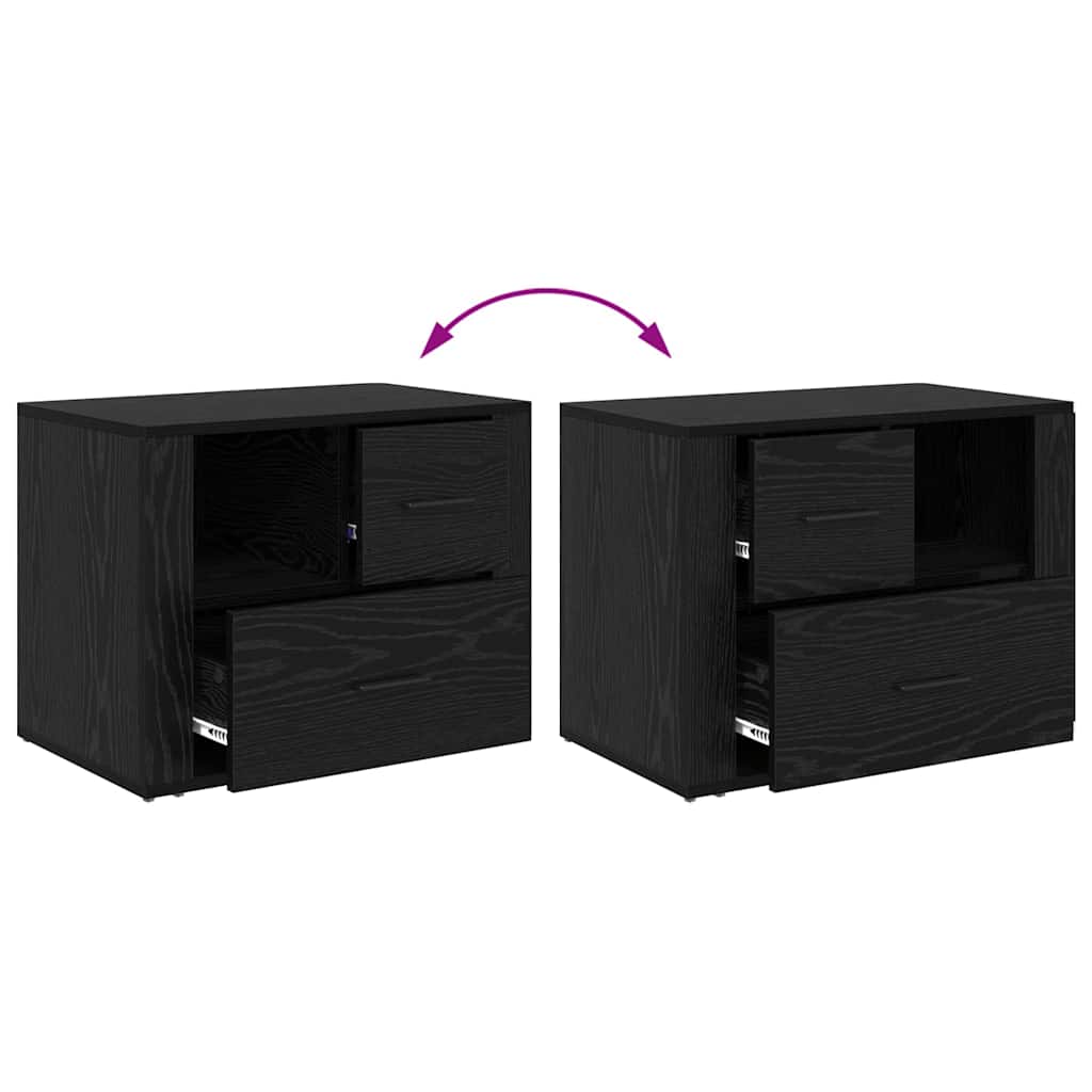 Bedside Cabinet Black Oak 35 x 60 x 50 cm Engineered Wood