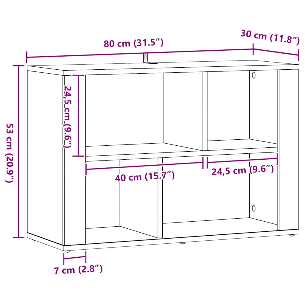 Sideboard Old Wood 80 x 30 x 53 cm Engineered Wood