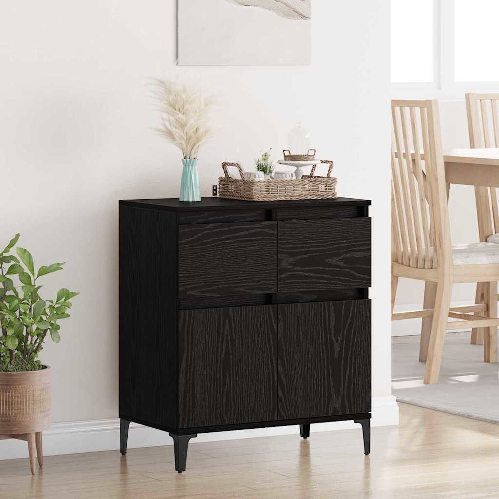 Sideboard Black Oak 60 x 35 x 70 cm Engineered Wood and Iron