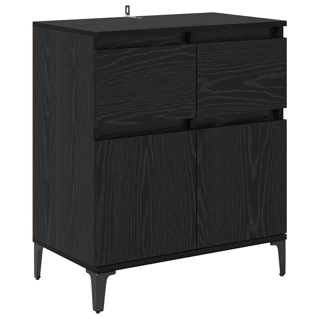 Sideboard Black Oak 60 x 35 x 70 cm Engineered Wood and Iron