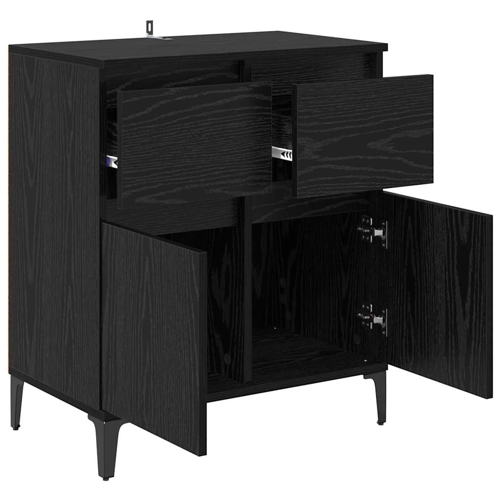 Sideboard Black Oak 60 x 35 x 70 cm Engineered Wood and Iron