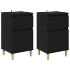 Bedside Cabinet 2 pcs Black Oak 40 x 35 x 70 cm Engineered Wood