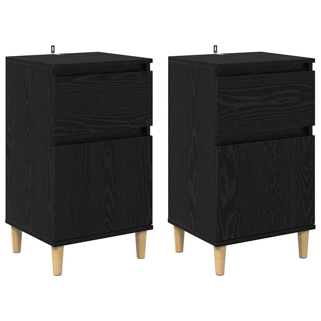 Bedside Cabinet 2 pcs Black Oak 40 x 35 x 70 cm Engineered Wood