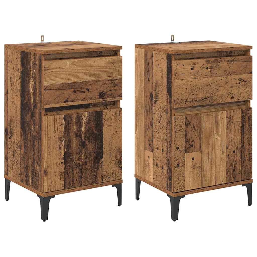 Bedside Cabinet 2 pcs Old Wood 40 x 35 x 70 cm Engineered Wood
