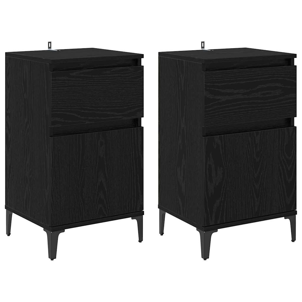 Bedside Cabinet 2 pcs Black Oak 40 x 35 x 70 cm Engineered Wood