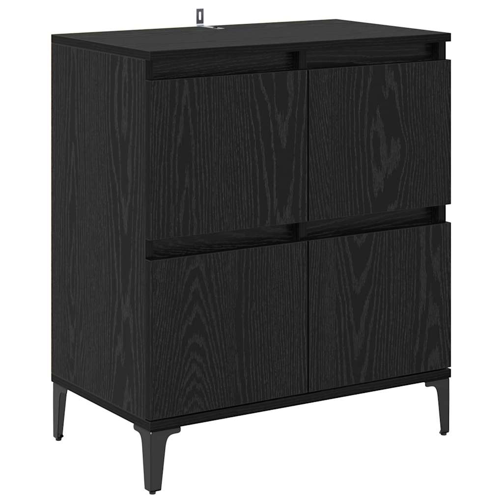 Sideboard Black Oak 60 x 35 x 70 cm Engineered Wood and Iron