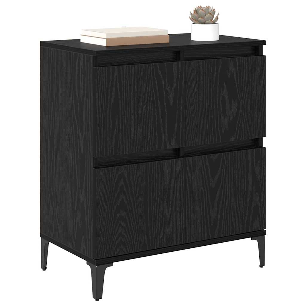 Sideboard Black Oak 60 x 35 x 70 cm Engineered Wood and Iron