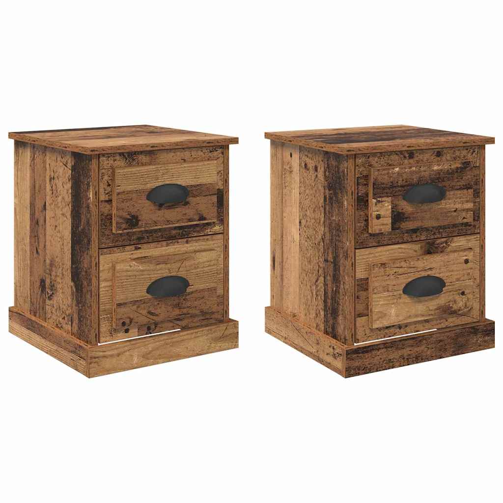 Bedside Cabinet with Drawer 2 pcs Old Wood 39 x 39 x 47.5 cm