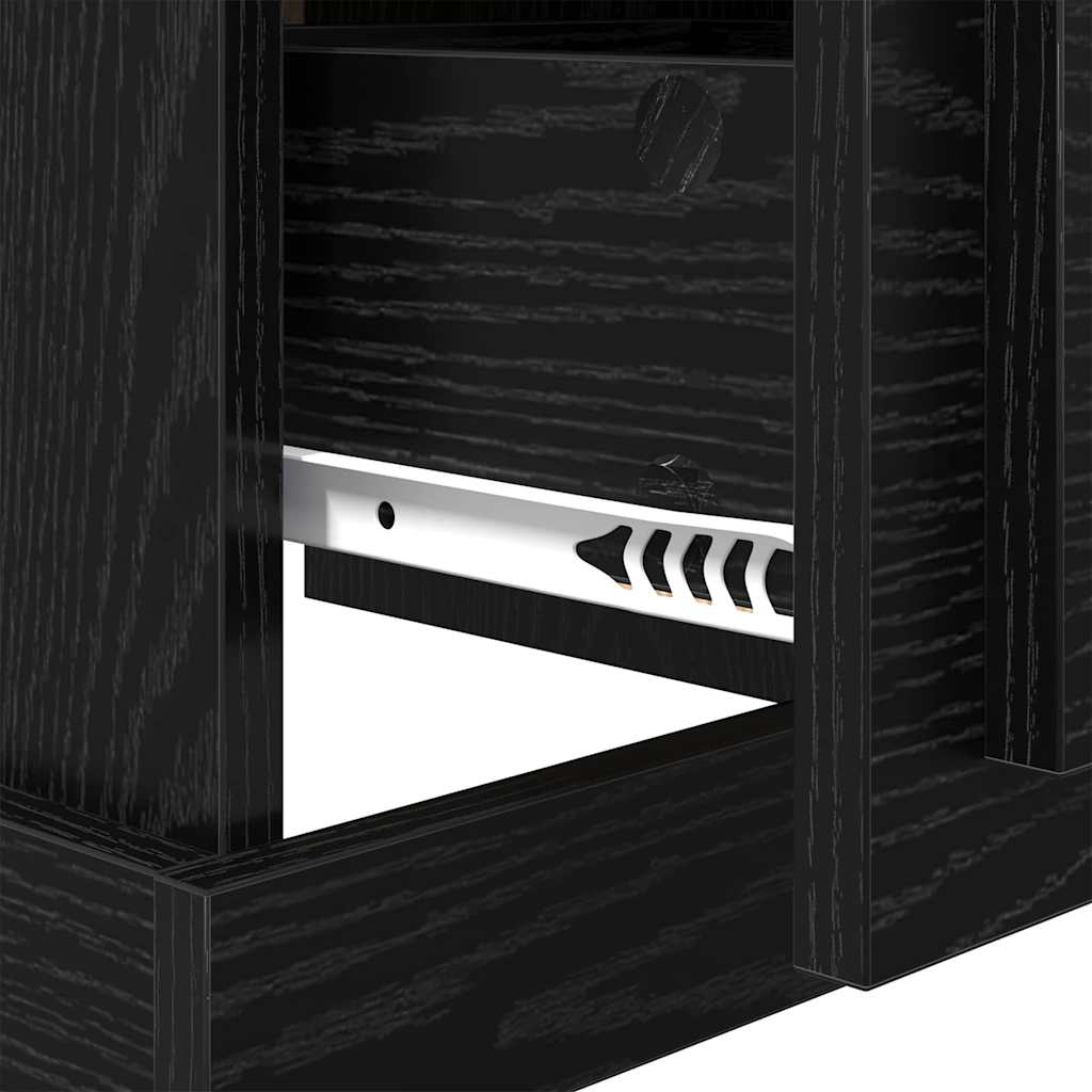 Bedside Cabinet with Drawer 2 pcs Black Oak 39 x 39 x 47.5 cm