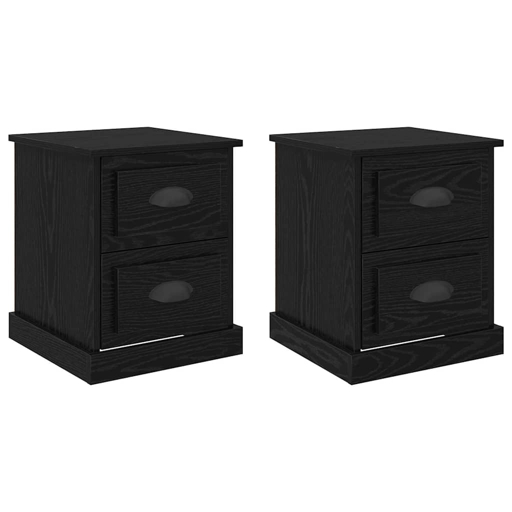 Bedside Cabinet with Drawer 2 pcs Black Oak 39 x 39 x 47.5 cm