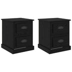 Bedside Cabinet with Drawer 2 pcs Black Oak 39 x 39 x 47.5 cm