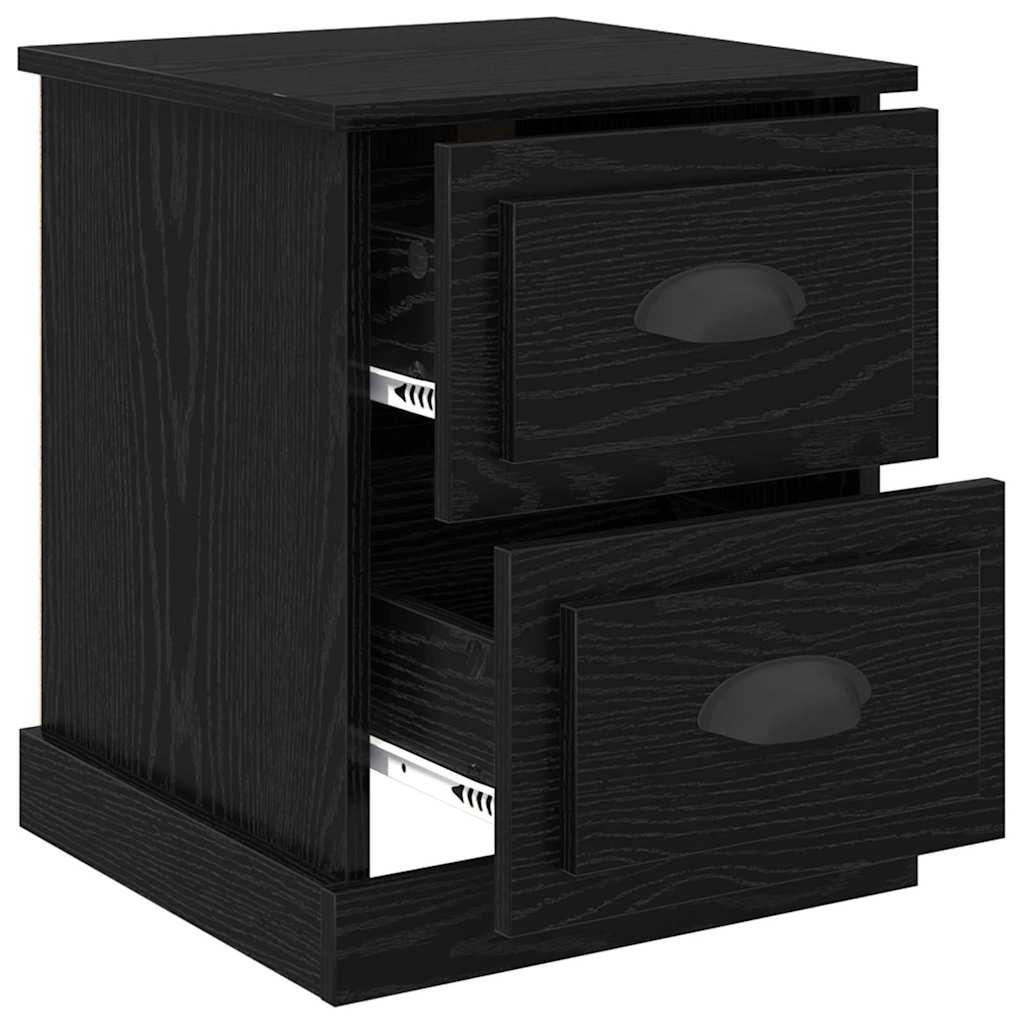Bedside Cabinet with Drawer 2 pcs Black Oak 39 x 39 x 47.5 cm