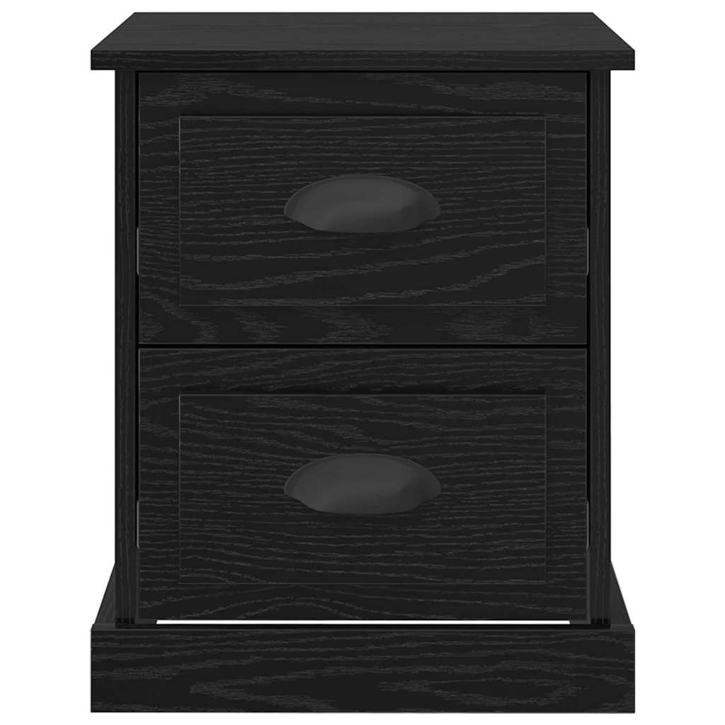 Bedside Cabinet with Drawer 2 pcs Black Oak 39 x 39 x 47.5 cm
