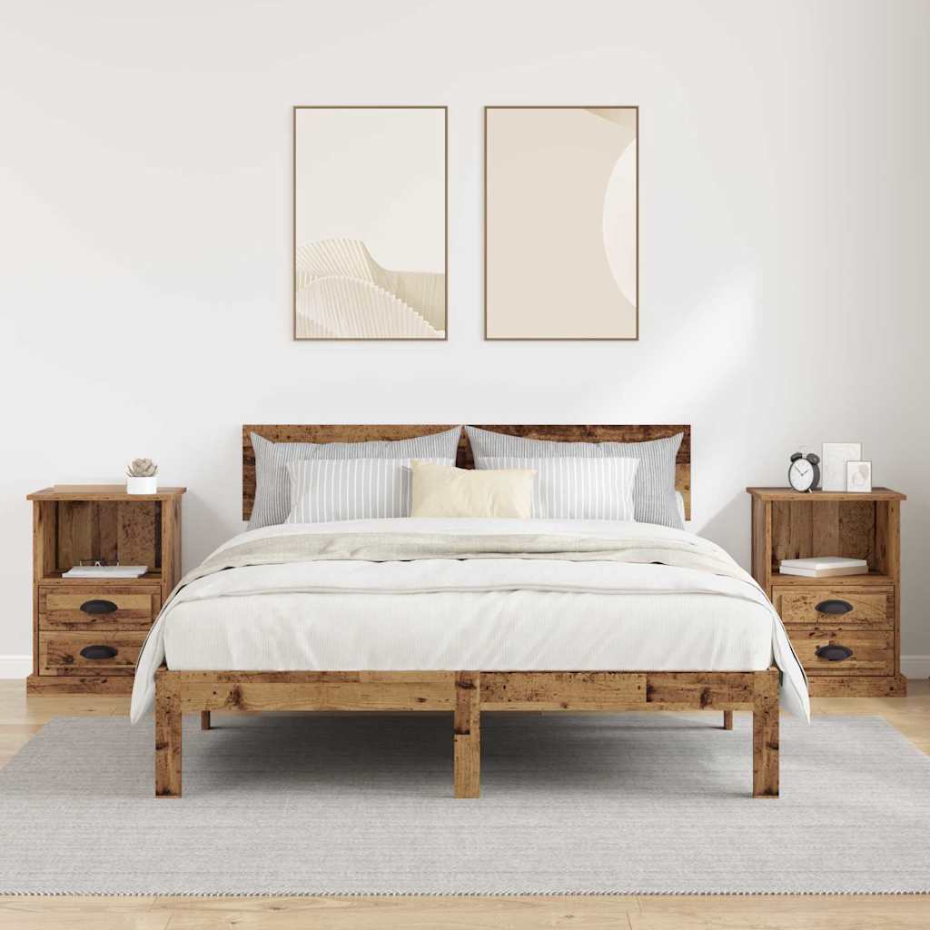 Bedside Cabinet 2 pcs Old Wood 36 x 43 x 60 cm Engineered Wood