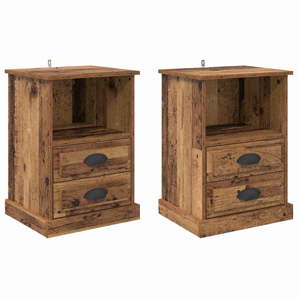 Bedside Cabinet 2 pcs Old Wood 36 x 43 x 60 cm Engineered Wood