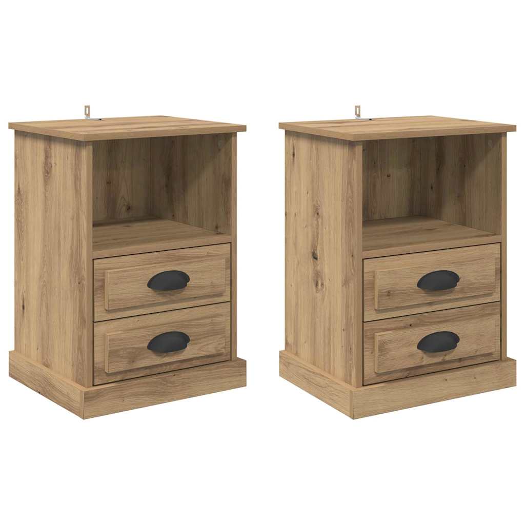 Bedside Cabinet with Drawer 2 pcs Artisan Oak 36 x 43 x 60 cm