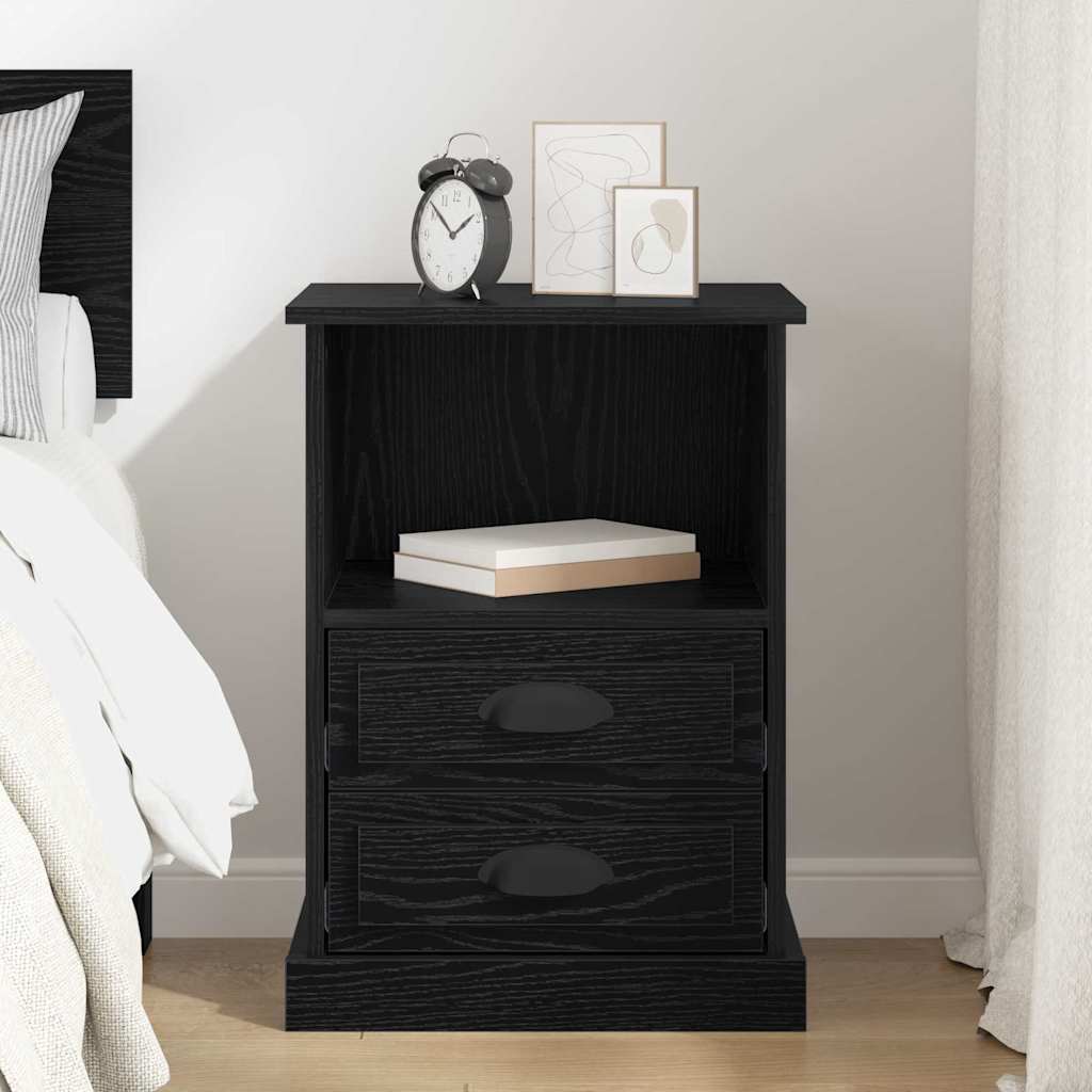 Bedside Cabinet Black Oak 36 x 43 x 60 cm Engineered Wood