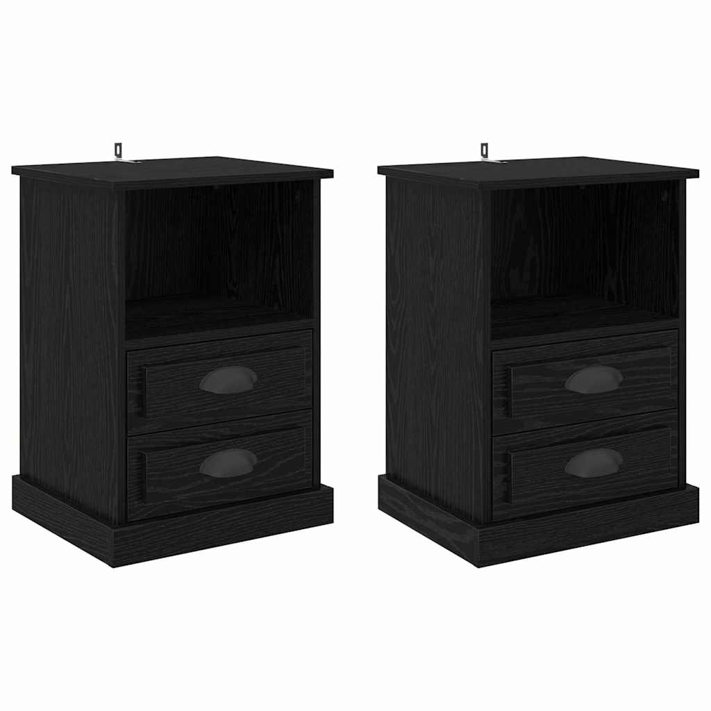 Bedside Cabinet 2 pcs Black Oak 36 x 43 x 60 cm Engineered Wood