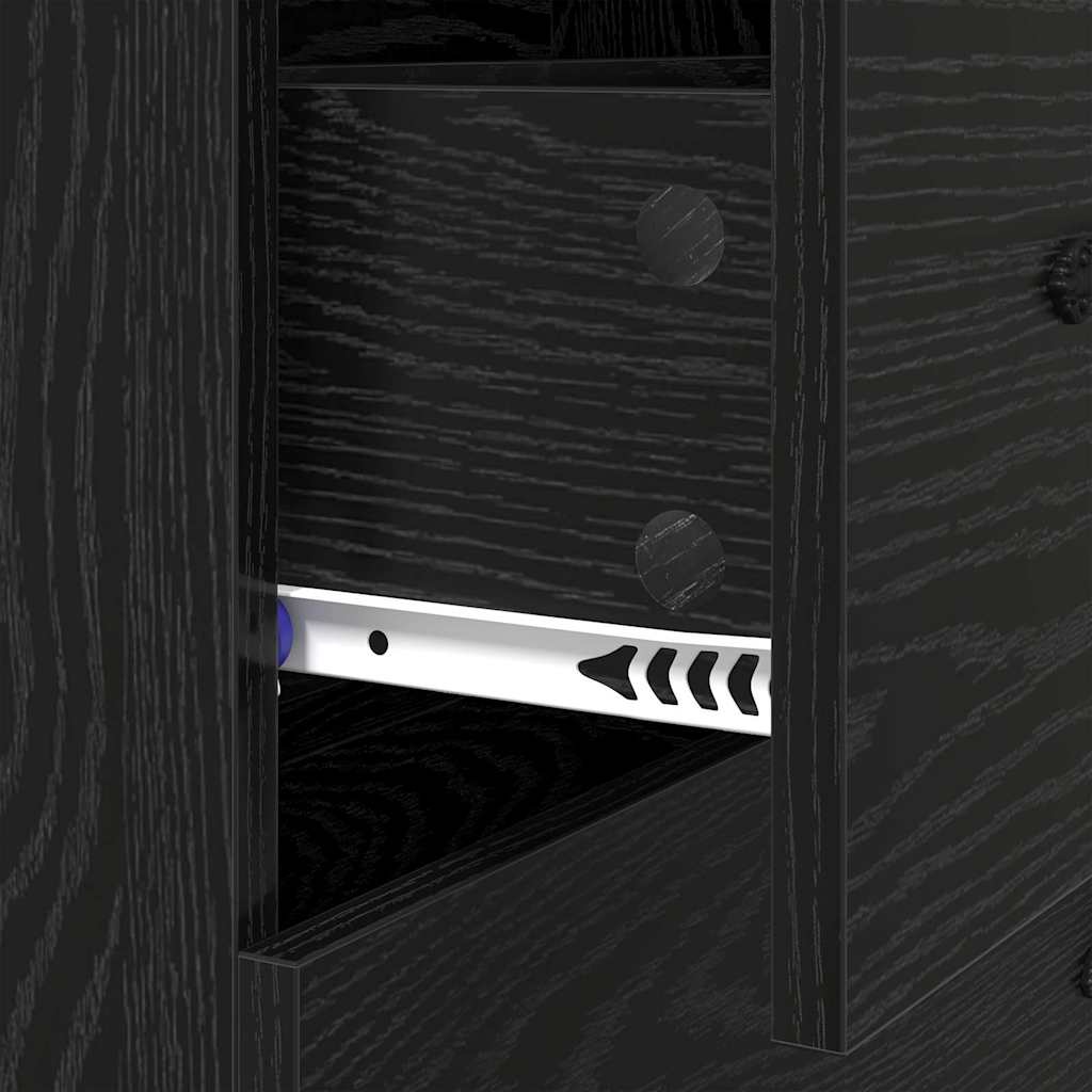 Sideboard Black Oak 69.5 x 34 x 90 cm Engineered Wood and Iron