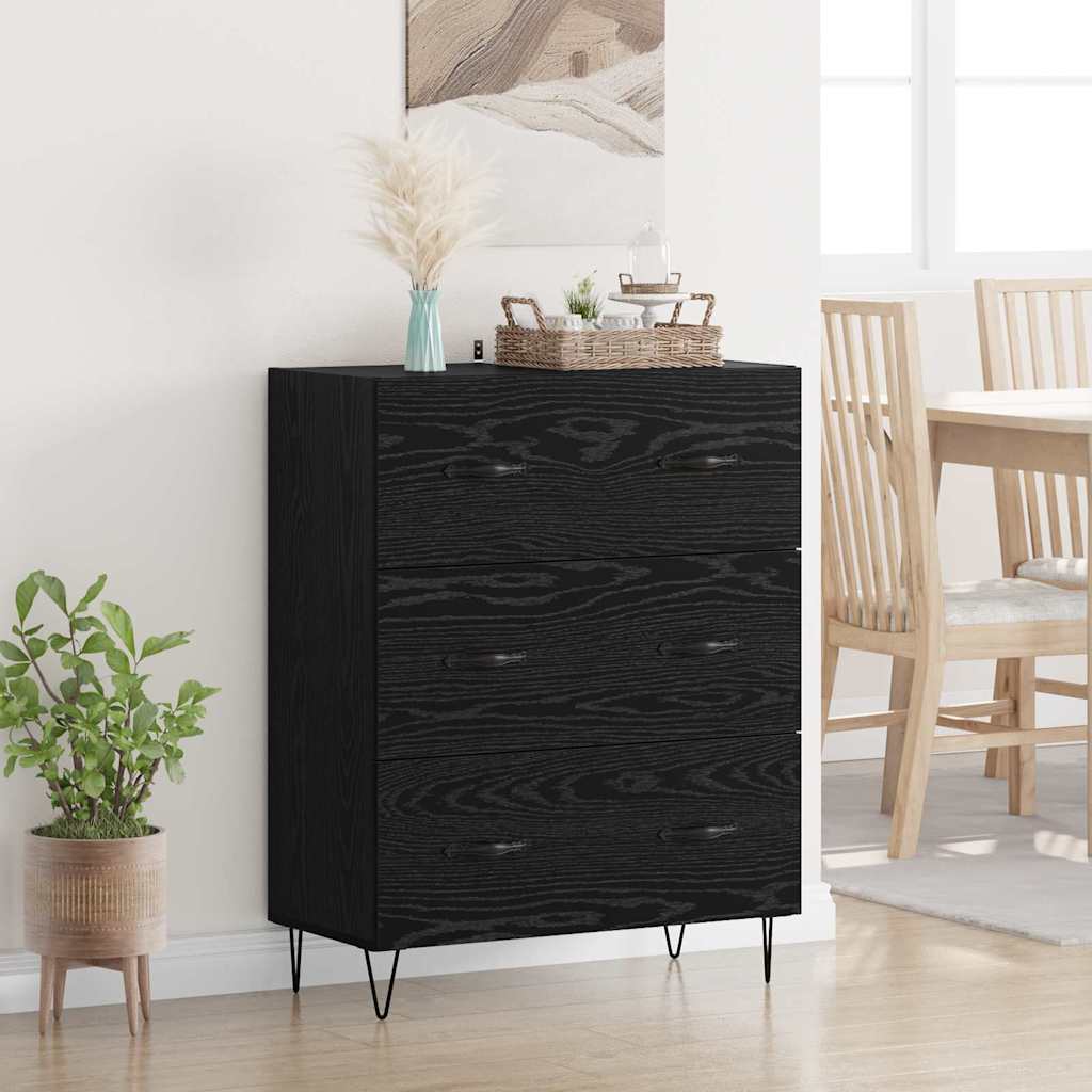 Sideboard Black Oak 69.5 x 34 x 90 cm Engineered Wood and Iron