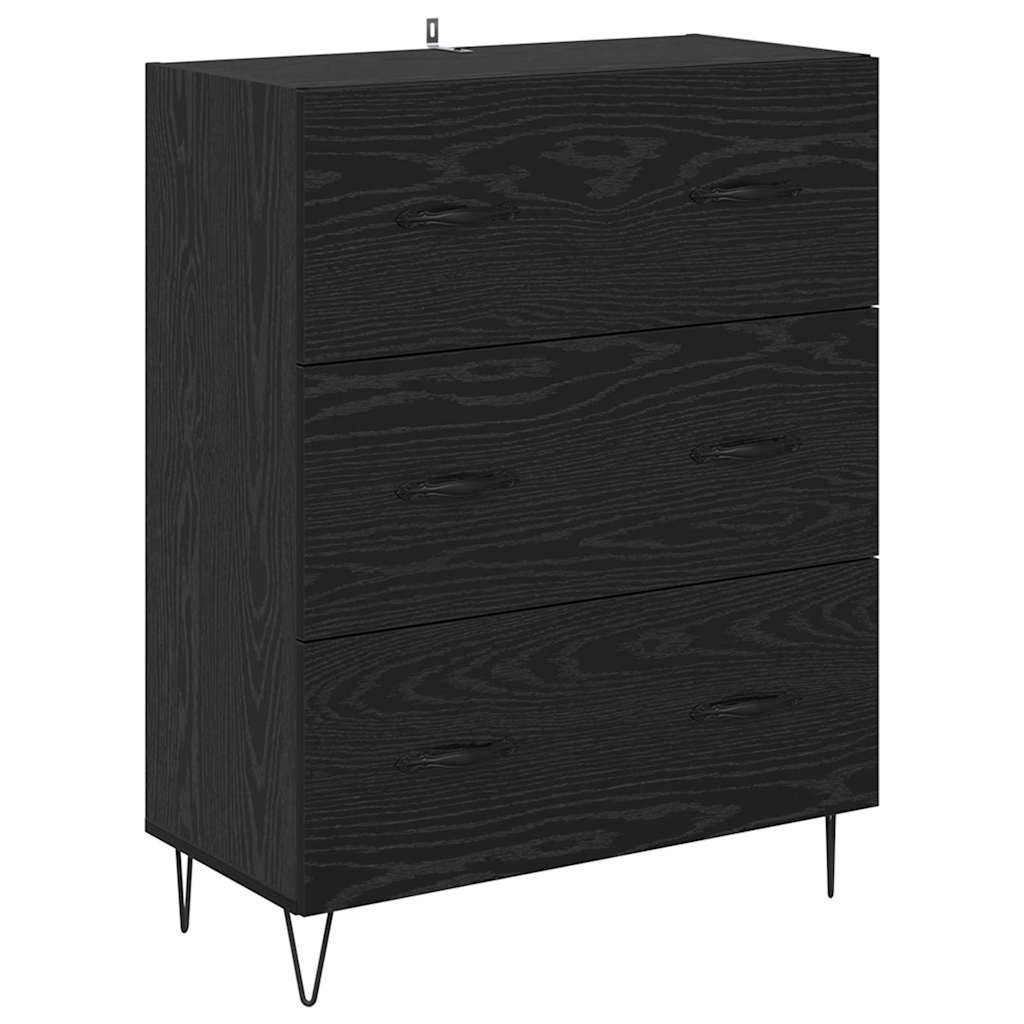 Sideboard Black Oak 69.5 x 34 x 90 cm Engineered Wood and Iron