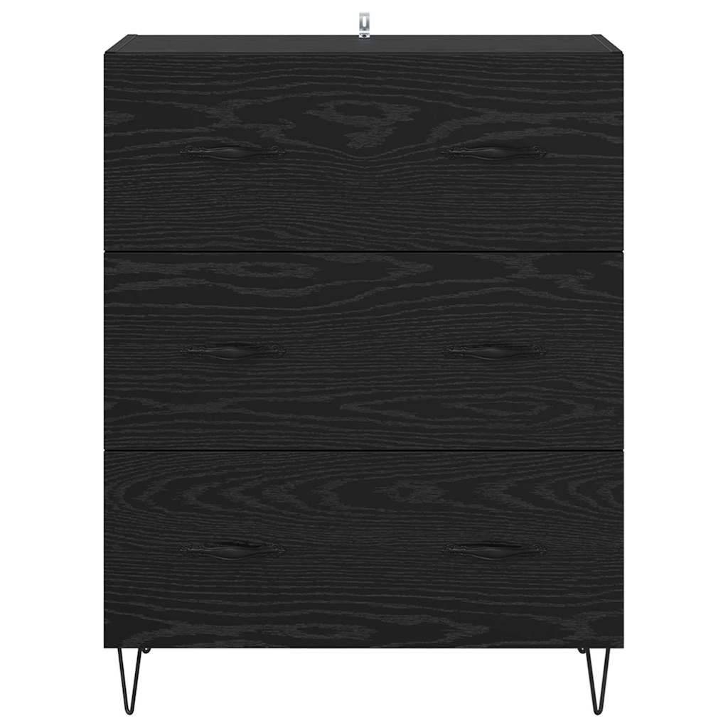 Sideboard Black Oak 69.5 x 34 x 90 cm Engineered Wood and Iron