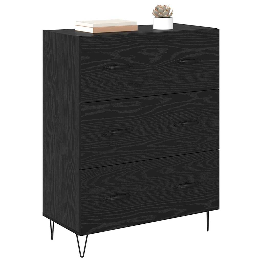 Sideboard Black Oak 69.5 x 34 x 90 cm Engineered Wood and Iron
