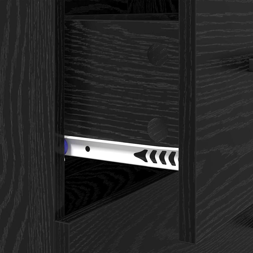 Sideboard Black Oak 69.5 x 34 x 90 cm Engineered Wood and Iron