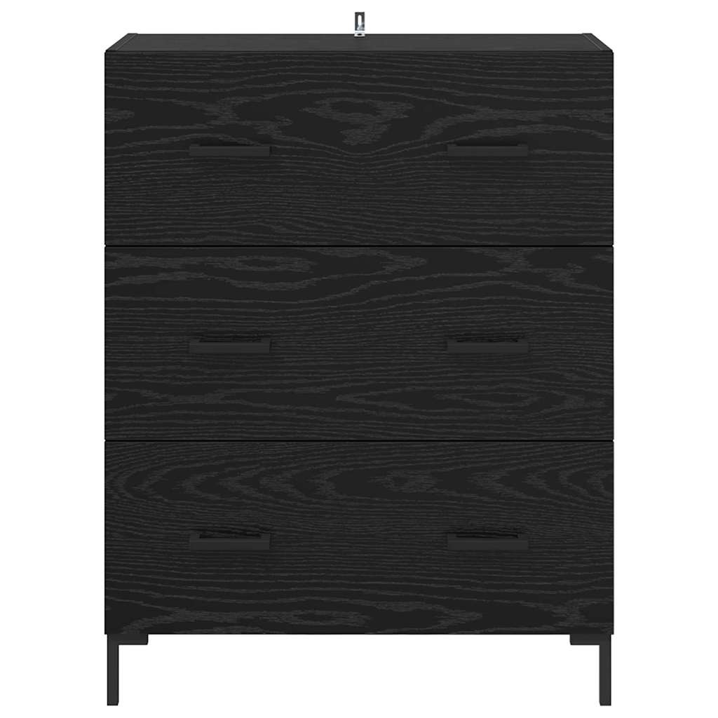 Sideboard Black Oak 69.5 x 34 x 90 cm Engineered Wood and Iron
