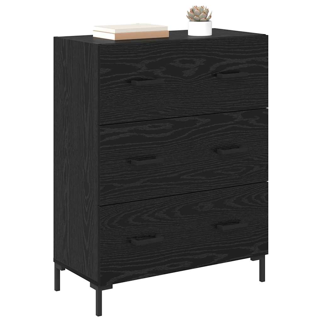 Sideboard Black Oak 69.5 x 34 x 90 cm Engineered Wood and Iron